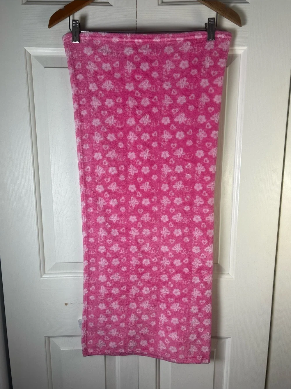 Le Bebe Favorite Pink White Unicorn Baby Blanket Floral Hearts Butterfly Lovey